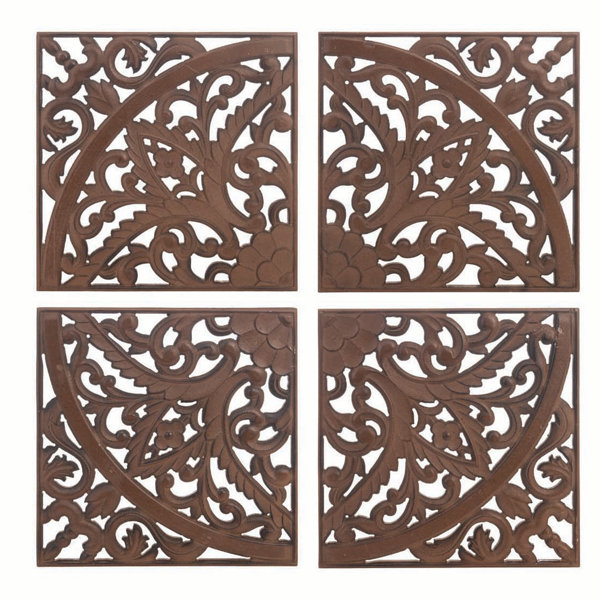 Bungalow Rose Carved Wood Tiles Wall Décor Wayfair